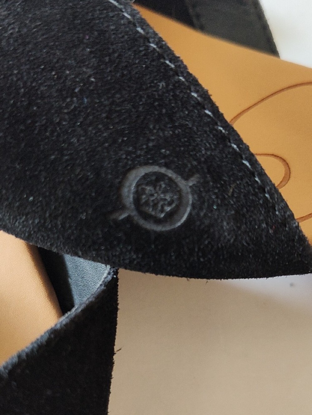 BORN Black Suede Ballet Flats with Tan Elasticized Straps Size 8 - Picture 8 of 9